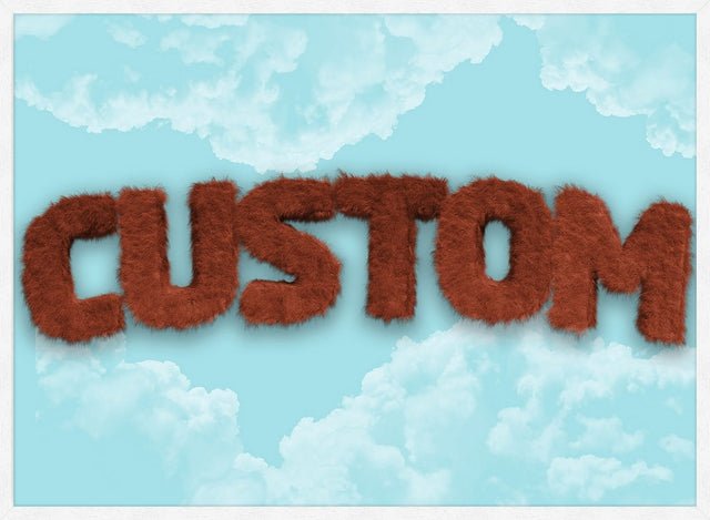 Brown Fur Style Blue Sky Personalised Name Print