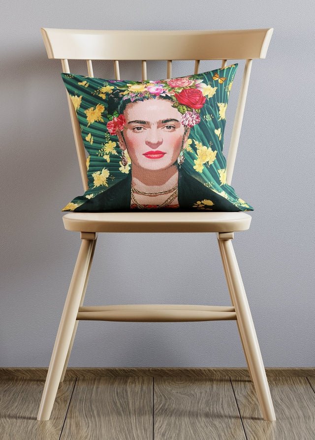 Frida Kahlo Green Cushion