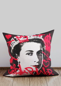 Girl Power Queen Altered Art Graffiti Cushion-InkAndDrop