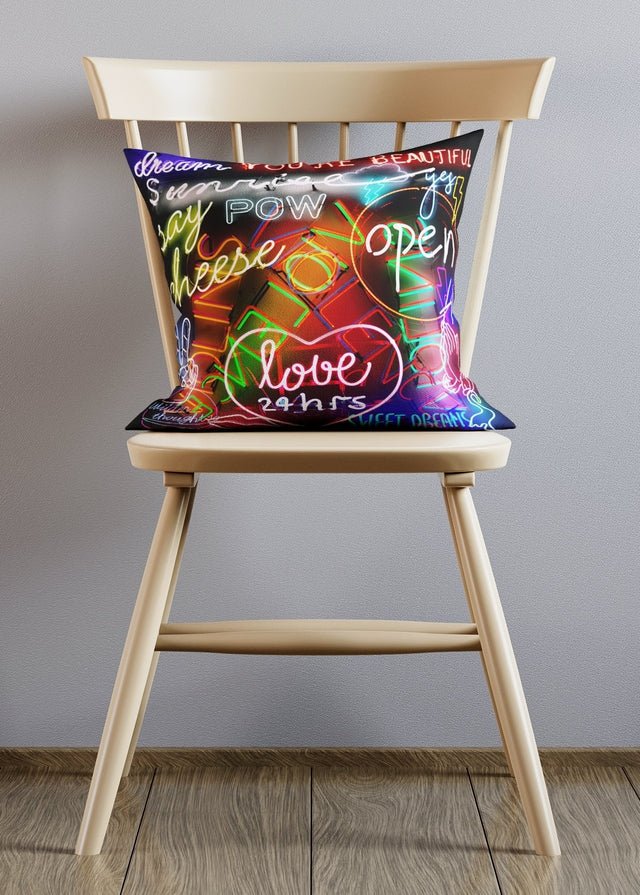 Neon Sign Mashup Cushion