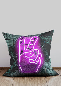 Tropical Neon Peace Fingers Cushion