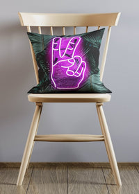 Tropical Neon Peace Fingers Cushion