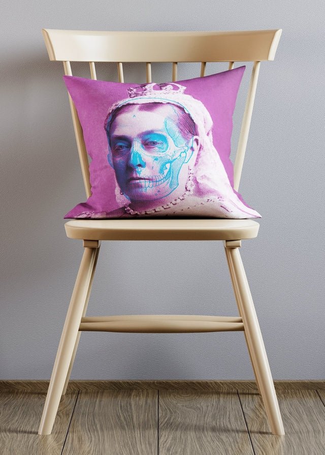 Queen Victoria Skull Cushion-InkAndDrop