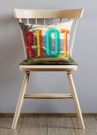 Riot Typography Altered Art Cushion