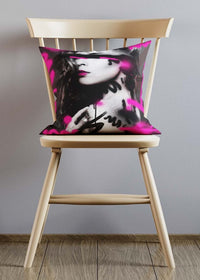 Pink Spraypaint Graffiti Model Cushion