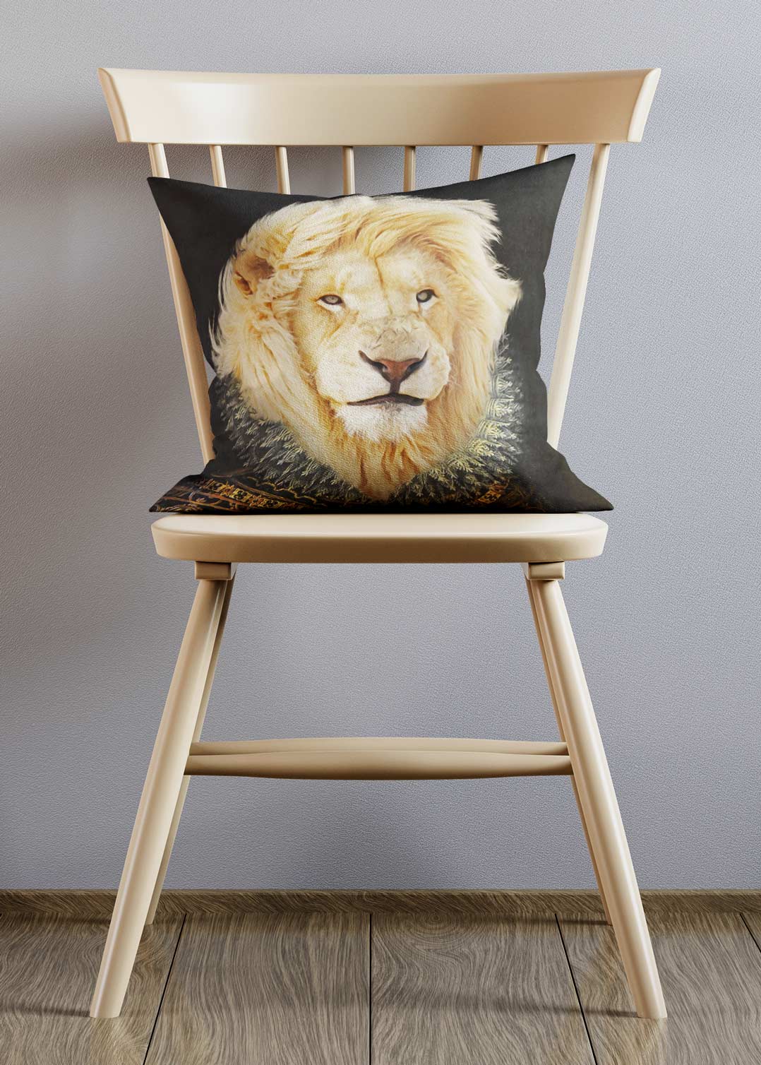 King Lion Head Portrait Cushion