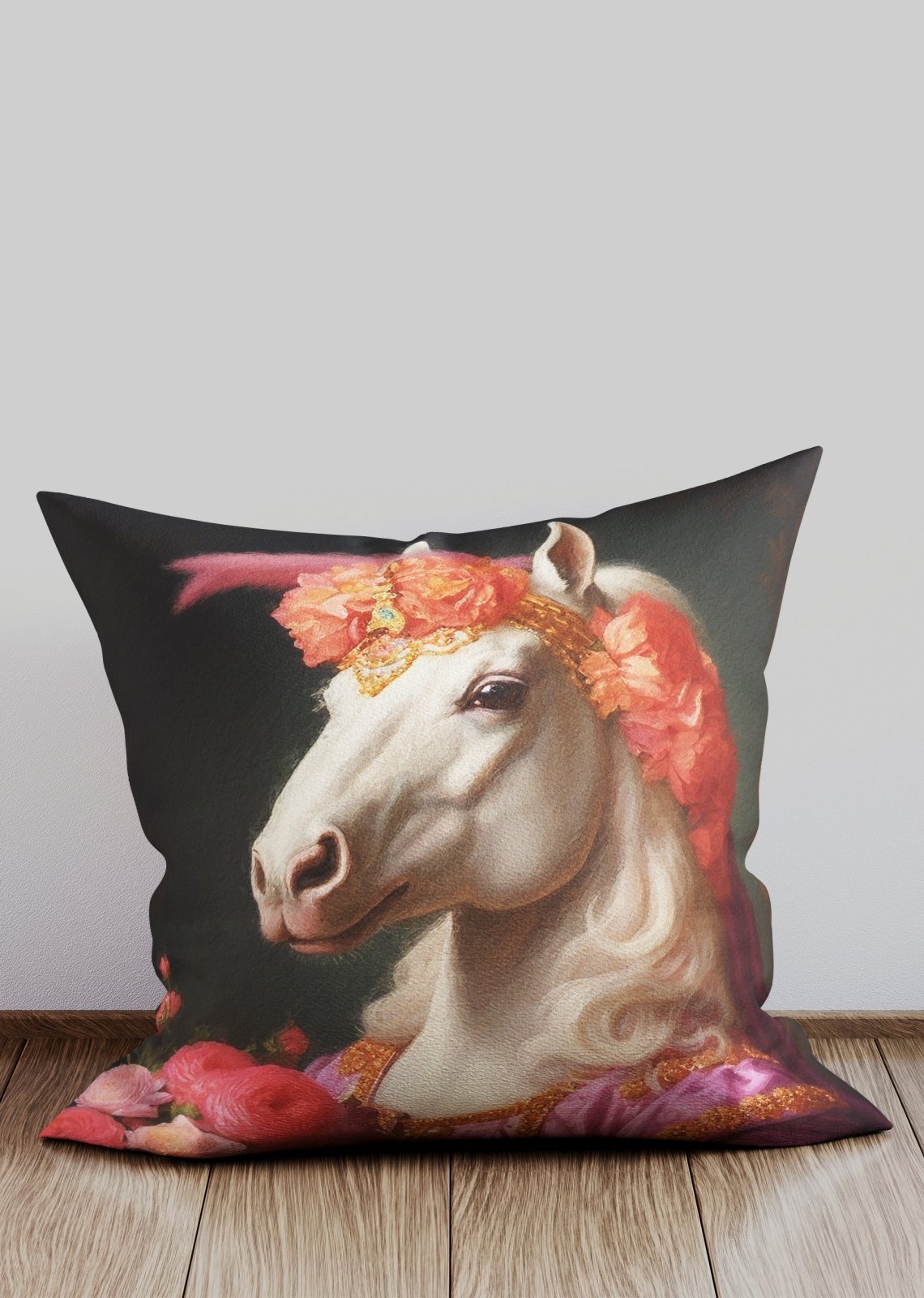 White Horse Animal Portrait Cushion