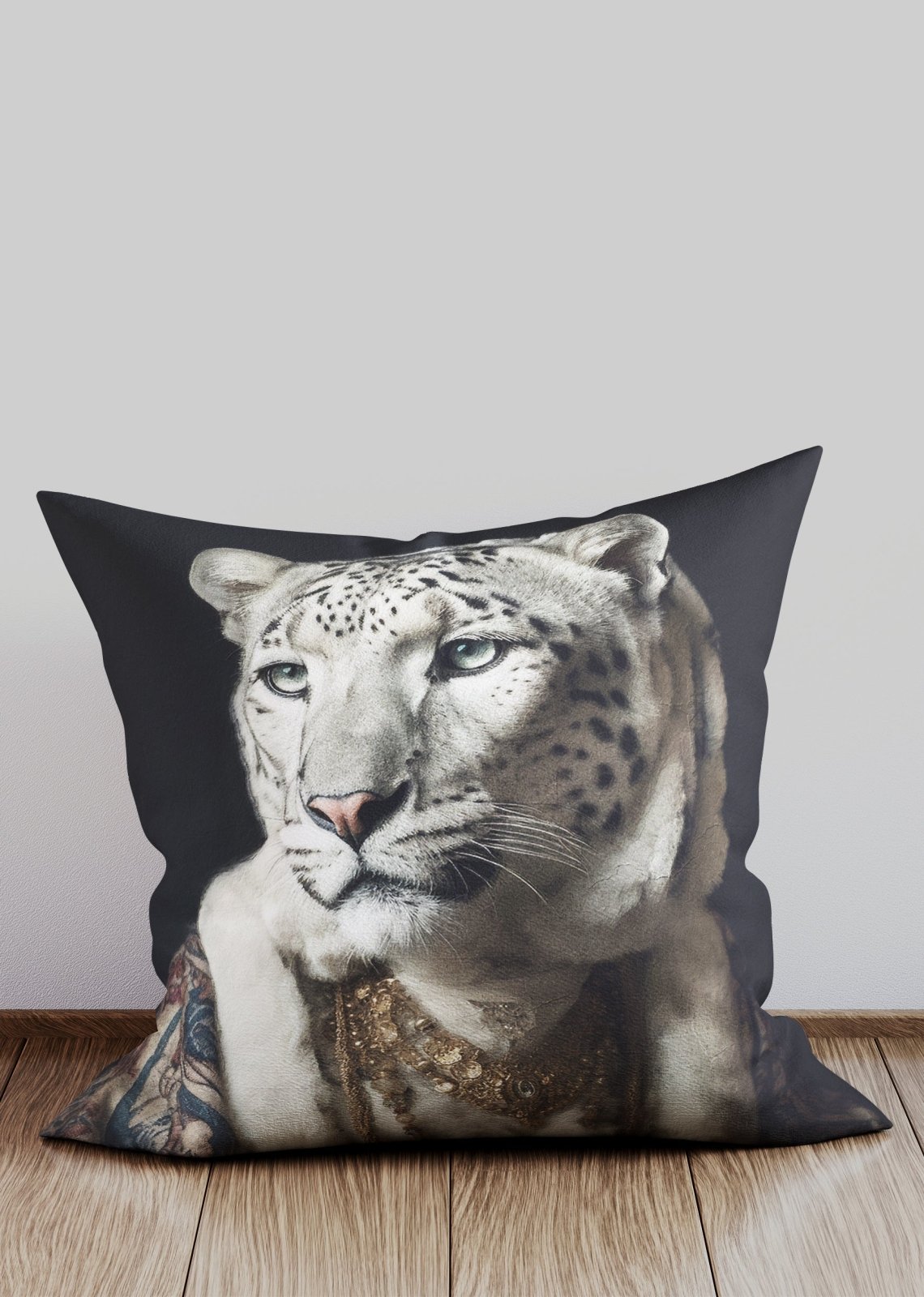 Snow Leopard 1 Animal Portrait Cushion