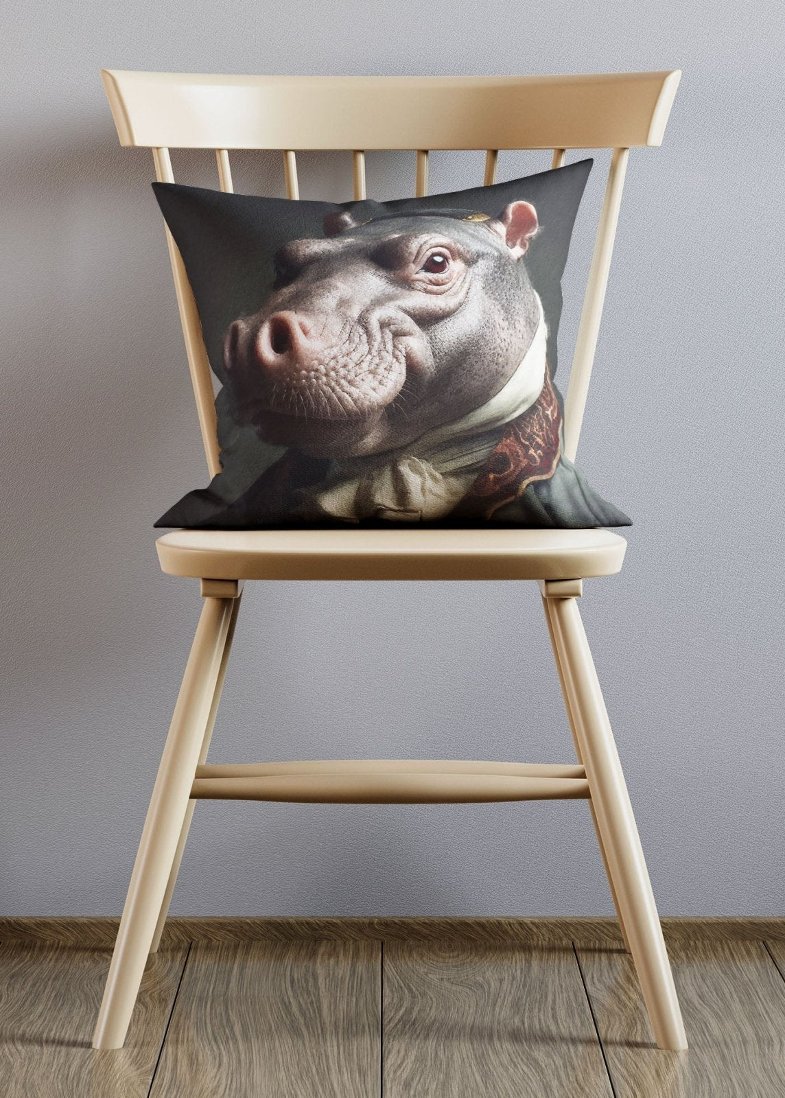 Hippo Animal Portrait Cushion