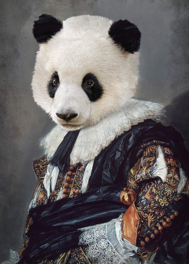 Cavalier Panda Portrait Print