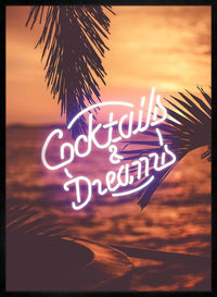 Cocktails And Dreams Palms Neon Print