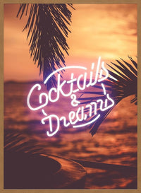Cocktails And Dreams Palms Neon Print