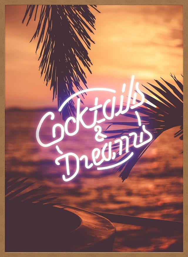 Cocktails And Dreams Palms Neon Print
