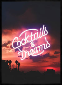 Cocktails And Dreams Sunset Neon Print