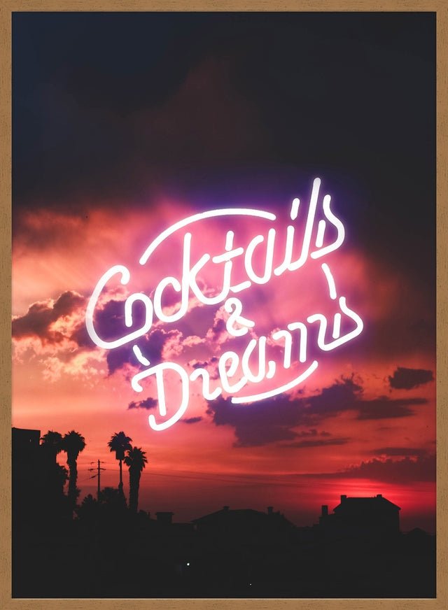Cocktails And Dreams Sunset Neon Print
