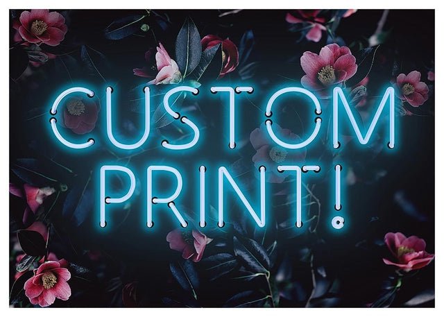 Custom Blue Neon Sign Floral Background Print