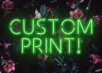Custom Green Neon Sign Floral Background Print