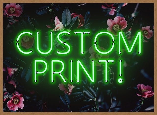 Custom Green Neon Sign Floral Background Print