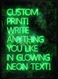 Custom Green Neon Sign Leaves Background