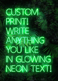 Custom Green Neon Sign Leaves Background