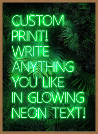 Custom Green Neon Sign Leaves Background