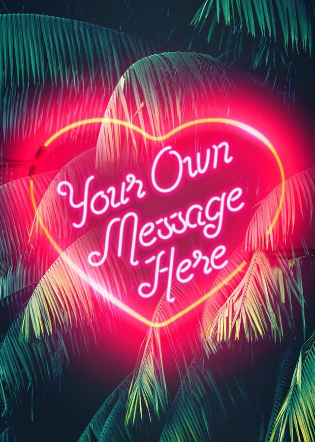Custom Neon Love Heart Palm Trees