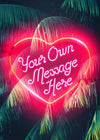 Custom Neon Love Heart Palm Trees
