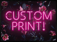 Custom Pink Neon Sign Floral Background Print