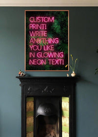 Custom Pink Neon Sign Leaves Background