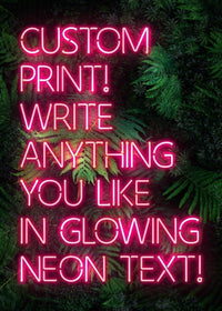 Custom Pink Neon Sign Leaves Background