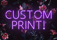 Custom Purple Neon Sign Floral Background Print