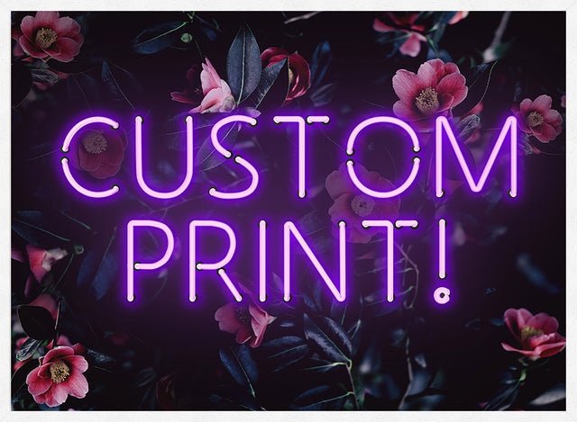 Custom Purple Neon Sign Floral Background Print