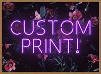 Custom Purple Neon Sign Floral Background Print