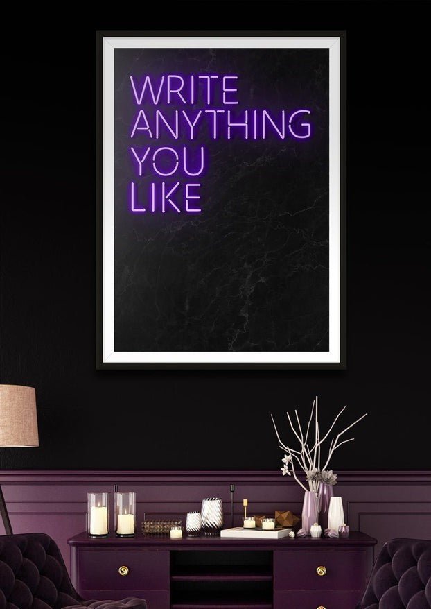 Custom Quote Neon Sign Print Purple