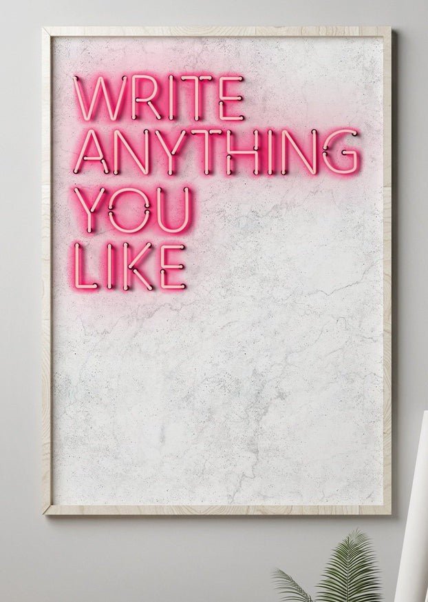 Custom Quote Straight Neon Sign White Marble Print