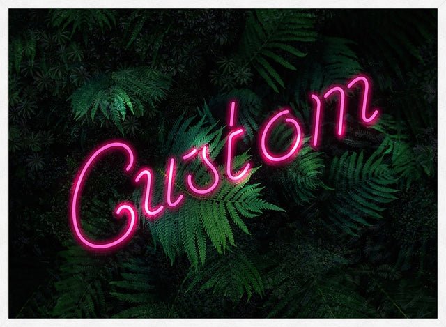 Custom Script Neon Sign Leaves Landscape Print