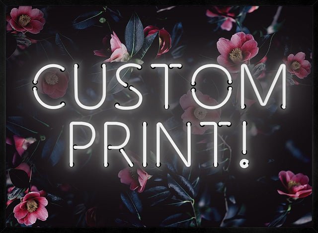 Custom White Neon Sign Floral Background Print