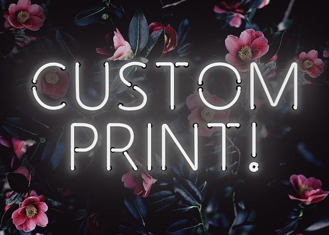 Custom White Neon Sign Floral Background Print