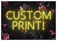 Custom Yellow Neon Sign Floral Background Print