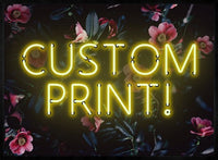 Custom Yellow Neon Sign Floral Background Print