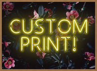 Custom Yellow Neon Sign Floral Background Print
