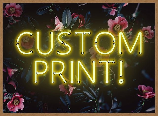 Custom Yellow Neon Sign Floral Background Print