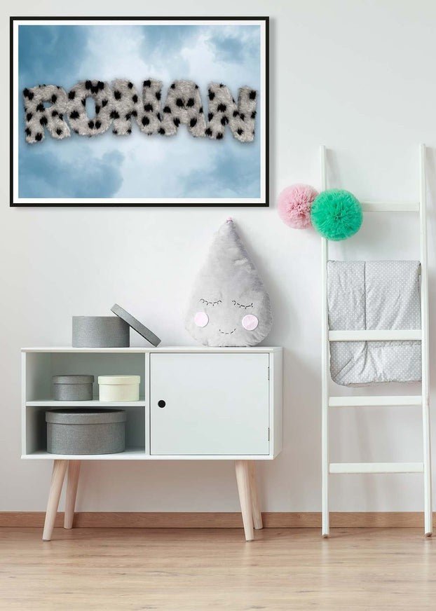 Dalmation Fur Style Blue Sky Personalised Name Print