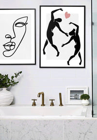 Dancers Black And White Painting Print