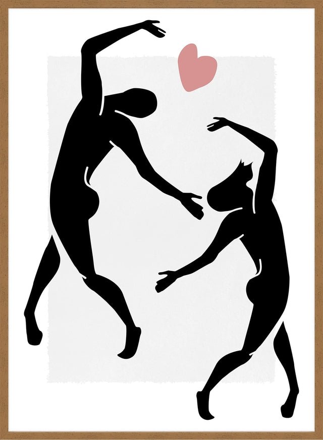 Dancers Black And White Painting Print