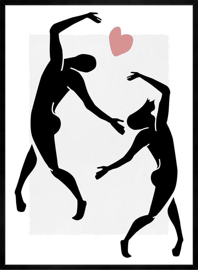 Dancers Black And White Painting Print