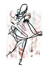 Dancing Ink Brush Drawing Print 1
