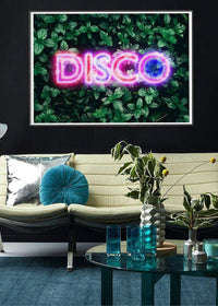 Disco Leaves Retro Sign Neon Print