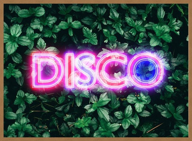 Disco Leaves Retro Sign Neon Print