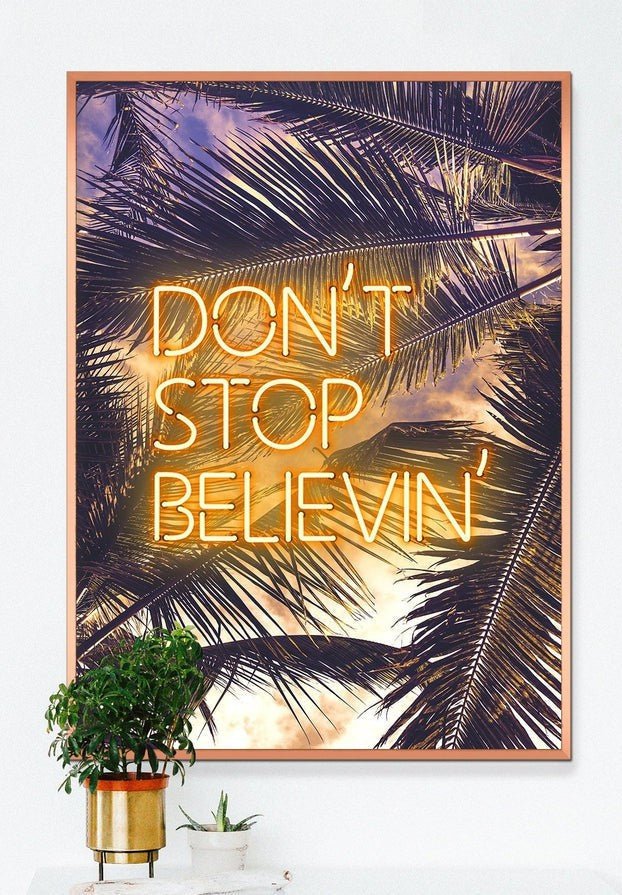Dont Stop Believing Lyrics Neon Tropical Print